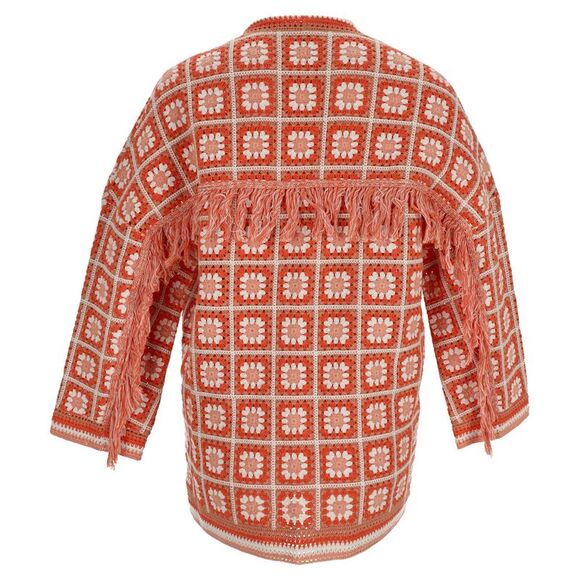 Maje Fringed Crochet Cardigan in Multicolor Cotton - Picture 3 of 6